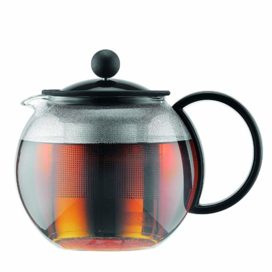 Bodum 1812-01 ASSAM Tea Maker (French Press System, Permanent Stainless Steel Filter, 0.5 L/17 oz) - Black/Transparent