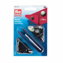 Prym Non-sew Fasteners Anorak Brass Antique Steel 15 mm, Fabric, Black