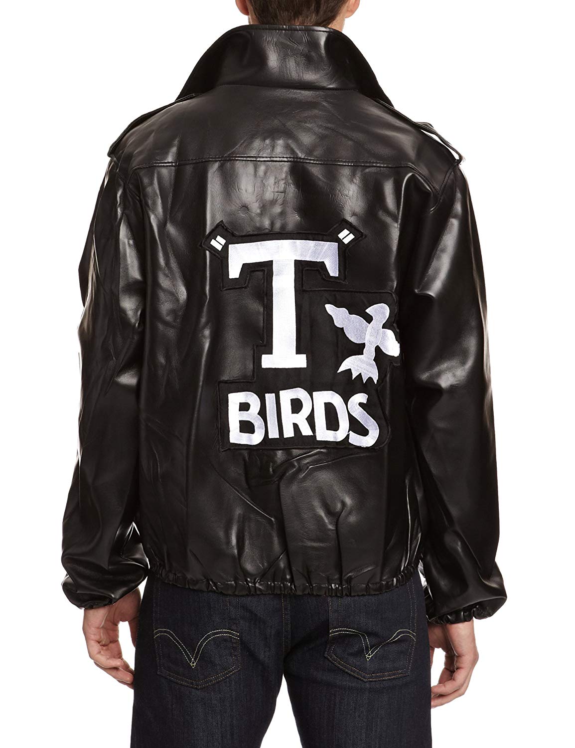 Smiffys Grease T-Birds Jacket for Adults in Black Embroidered Logo, Officially Licensed Grease Fancy Dress - Image 2