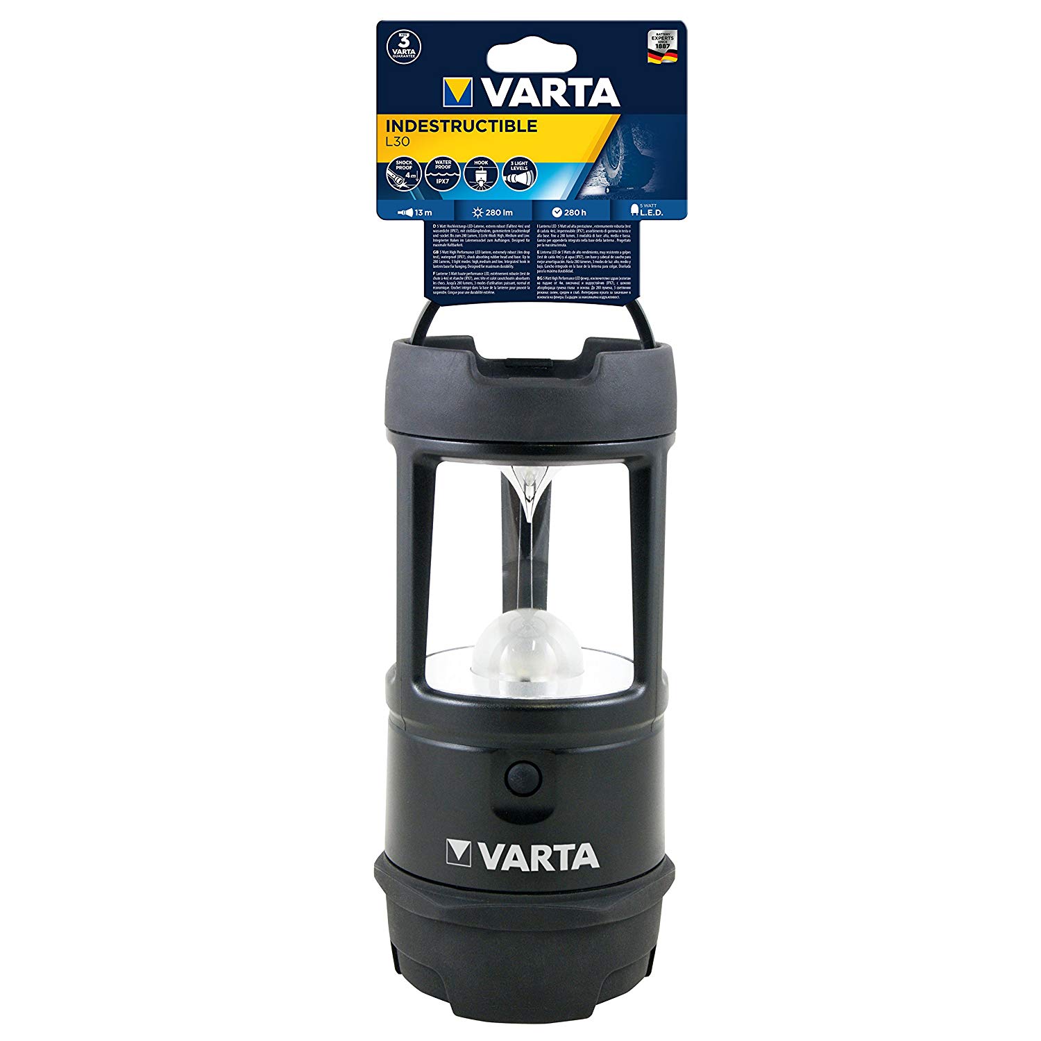 Varta L30 Indestructible Lantern 5 Watt LED Camping Light requires, 3D