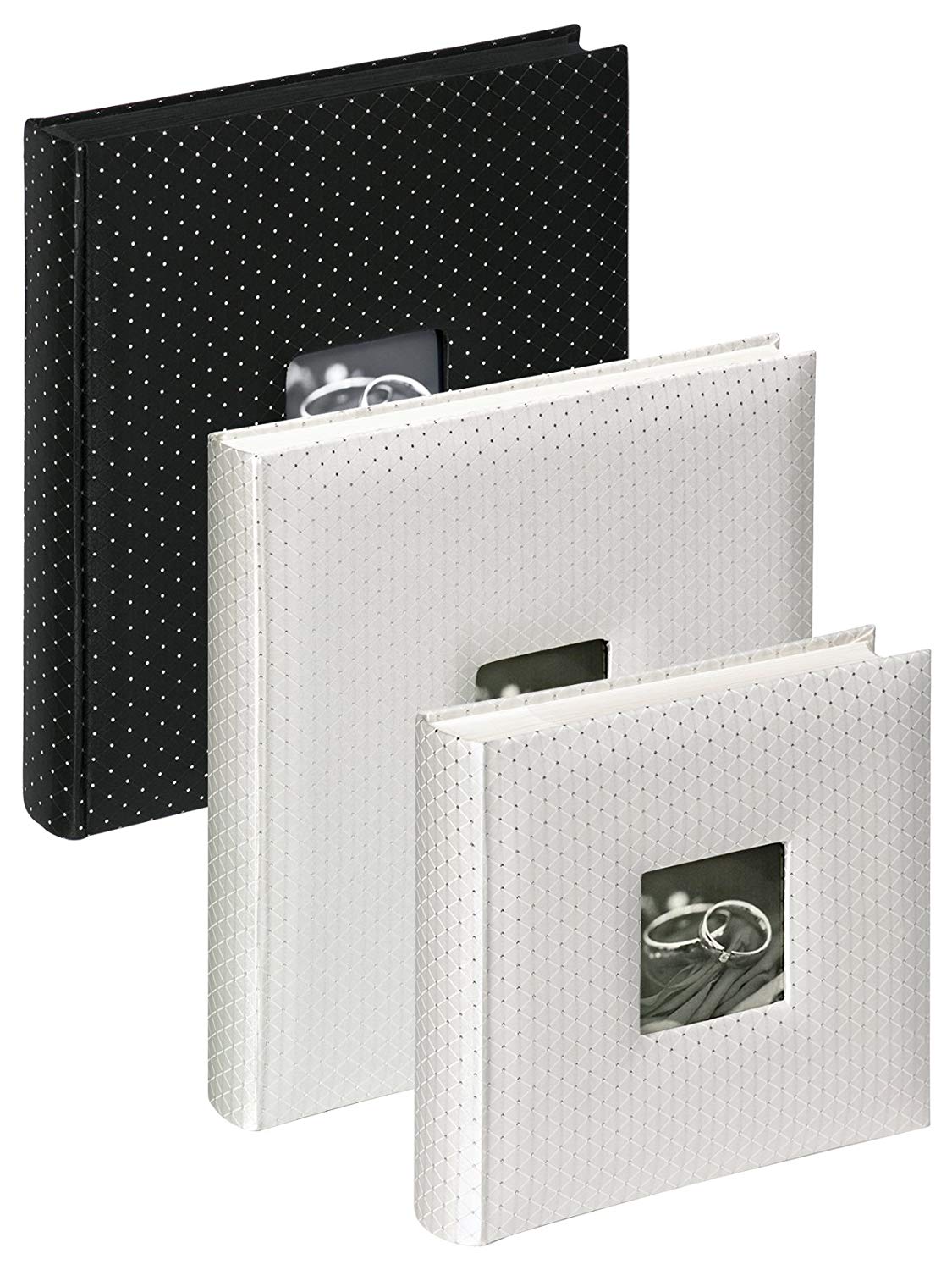 walther Design Photo Album White 200 Photos 10 x 15 cm Memo Album Textile Cover with Cover Punching, Wedding Glamour ME-160 - Image 2