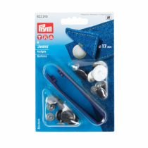 Prym Jeans-Buttons Brass Silver col Plain 17 mm, Couleur Argent, 8 pièces