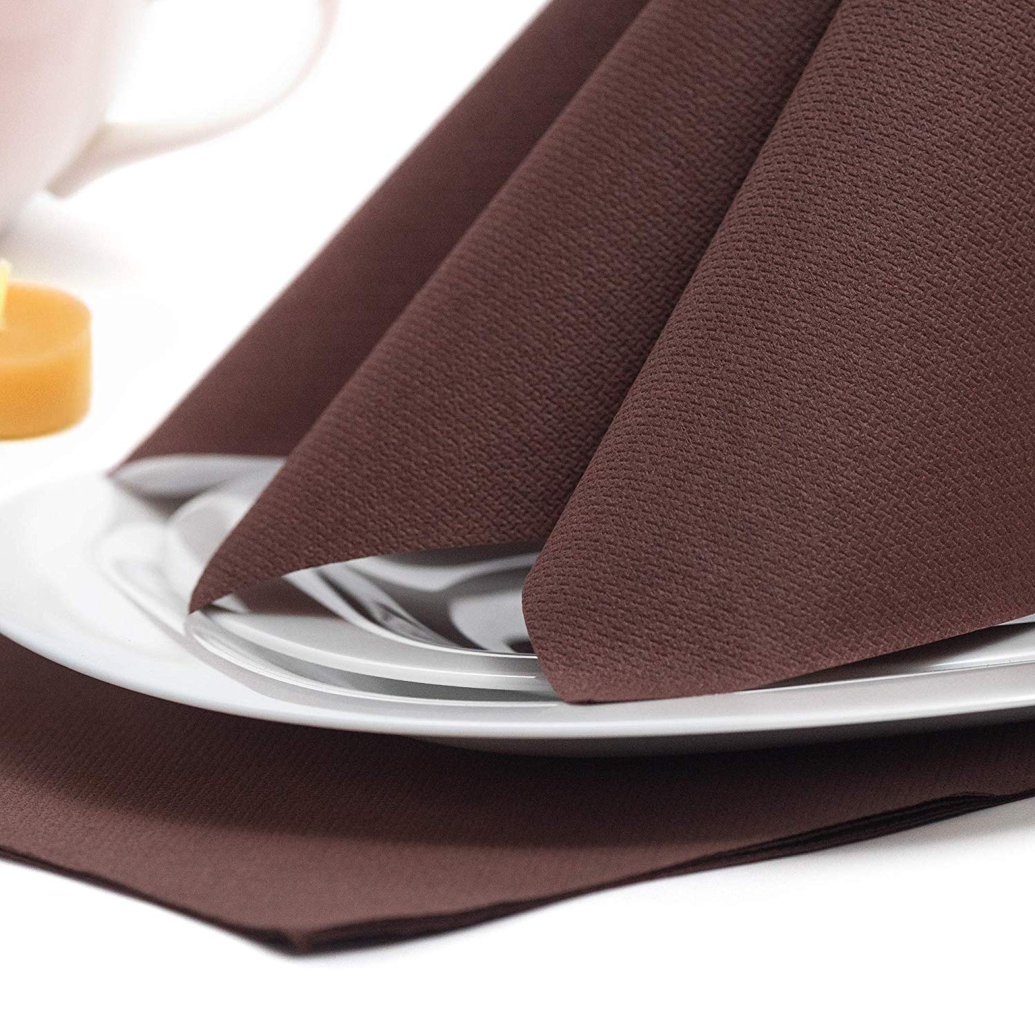 PAPSTAR Royal Collection 10821 Serviettes with 1/4 Fold 40 x 40 cm Brown Pack of 50, Square Dinner Size - Image 3