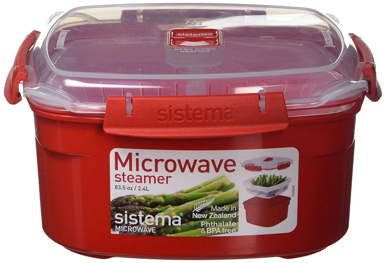 Sistema Microwave Steamer with Removable Steamer Basket 2.4 L BPA-Free Red/Clear
