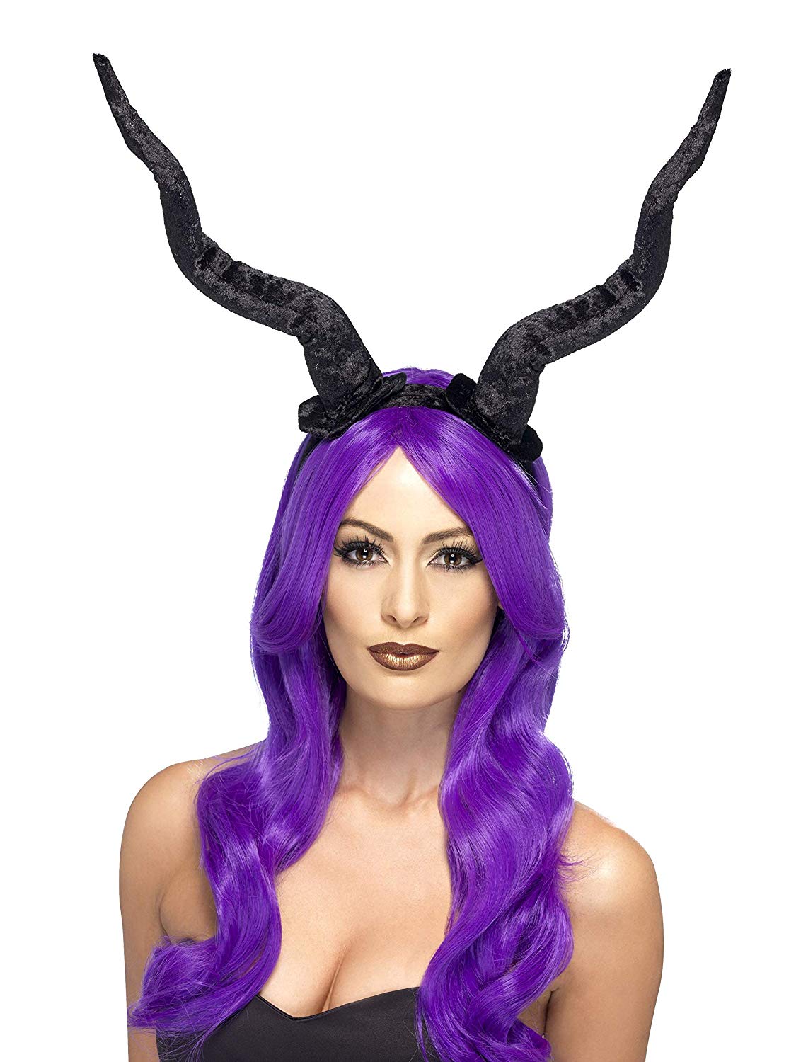 Smiffys Demon Horns Headband, Black Flexible, Halloween Fancy Dress Accessory, One Size