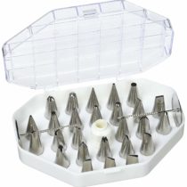 DE BUYER 2114.20 Set of 26 Stainless Steel Fine Decoration Nozzles + Adapter