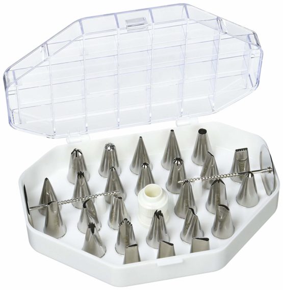 DE BUYER 2114.20 Set of 26 Stainless Steel Fine Decoration Nozzles + Adapter