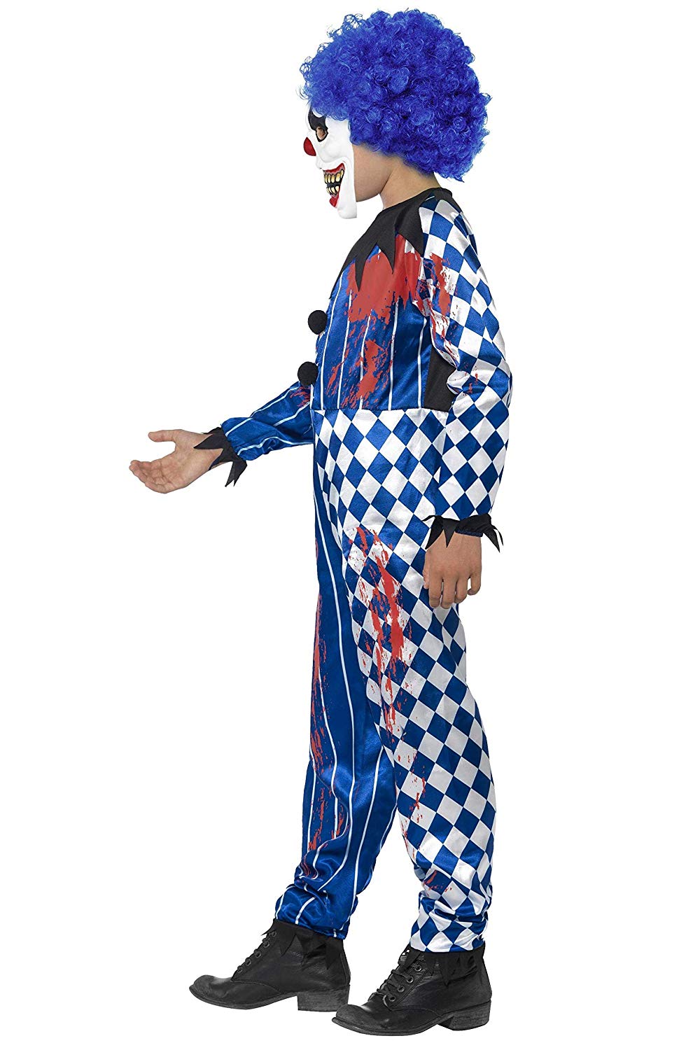 Smiffys Tween Boy’s Deluxe Sinister Clown Costume, Jumpsuit, Foam Mask ...