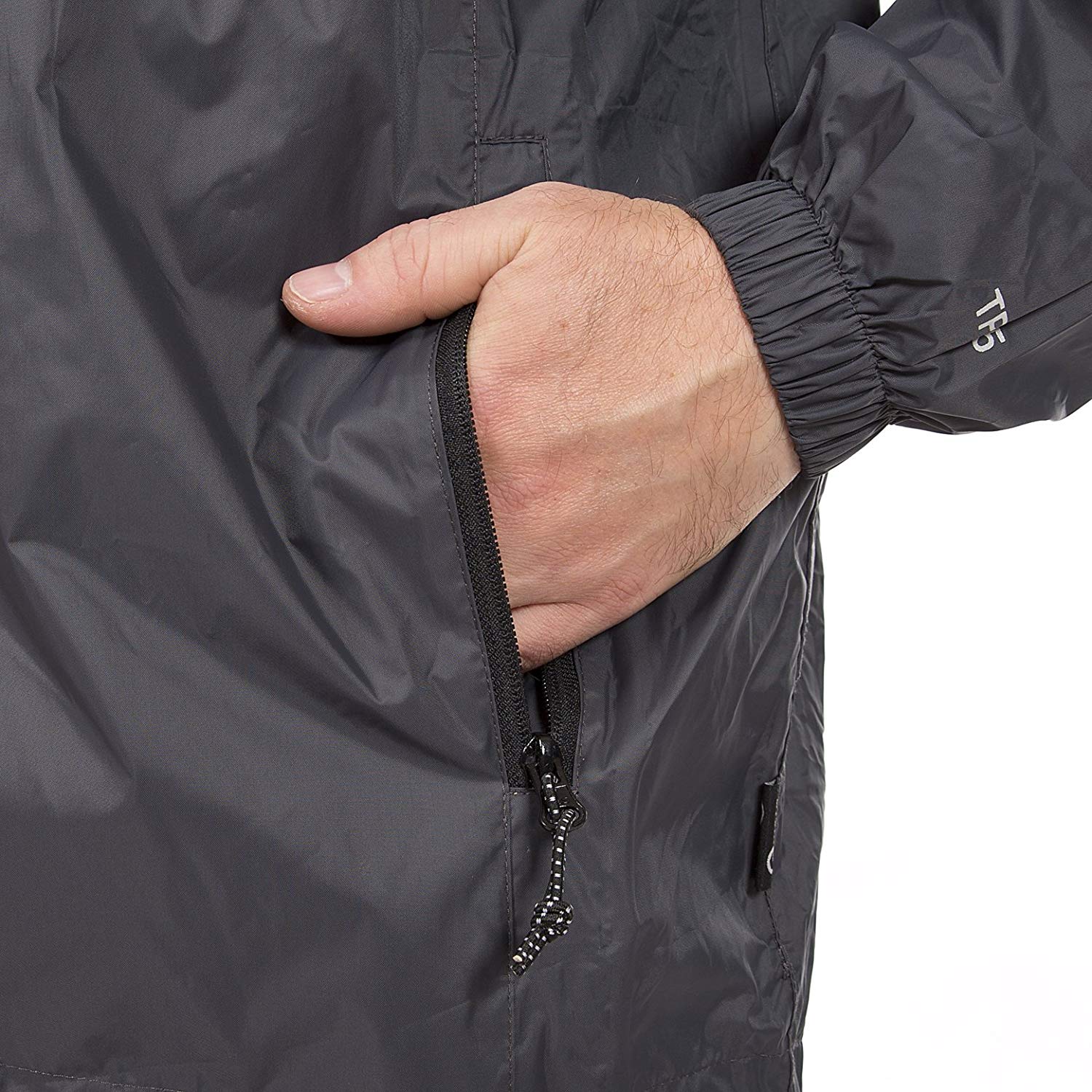 Trespass Adults Waterproof Jacket Qikpac, Lightweight Packaway Raincoat, 2 Zip Pockets, Full Body Front Zip, Adjustable Hood - Image 4