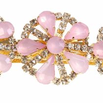 Caravan 0.5 oz Pink/Gold Tone Automatic Barrette with Swarovski Rhine Stone