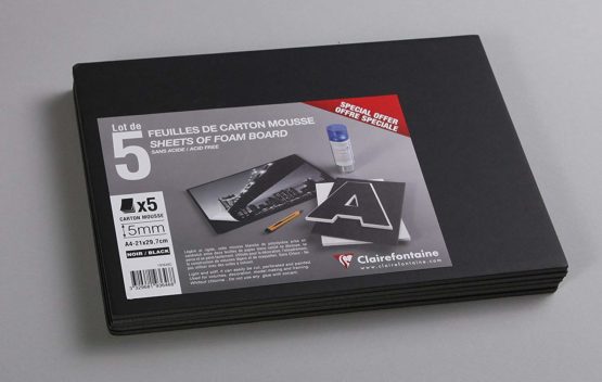 Clairefontaine 193646C Foam Boards, 5 mm Thick, A4, 5 Sheets - Black