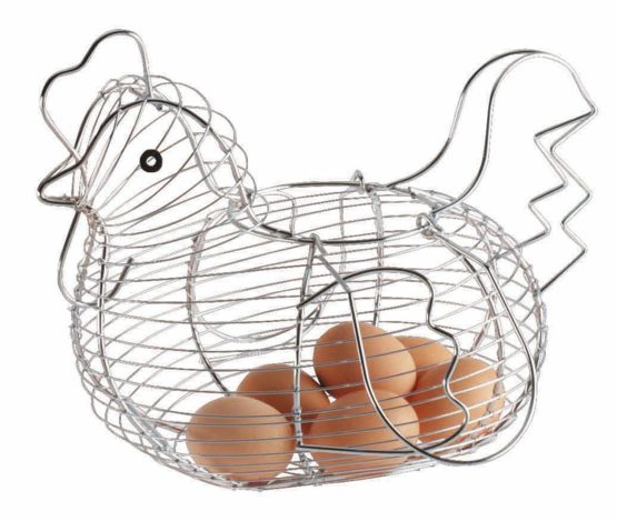 KitchenCraft KCCHICKLRG Chicken Shaped Egg Basket with Chrome Plated Finish, Wire, 34 x 26 x 24 cm