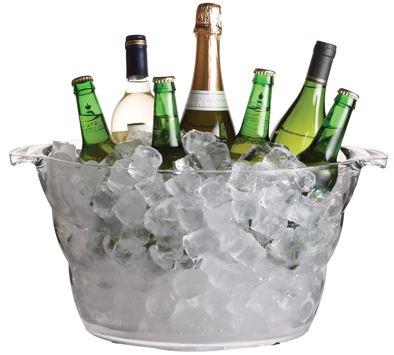 BarCraft Clear Acrylic Large Oval Drinks Bucket / Cooler, Beer, Drinks and Wine Cooler, 10 Litres, Transparent