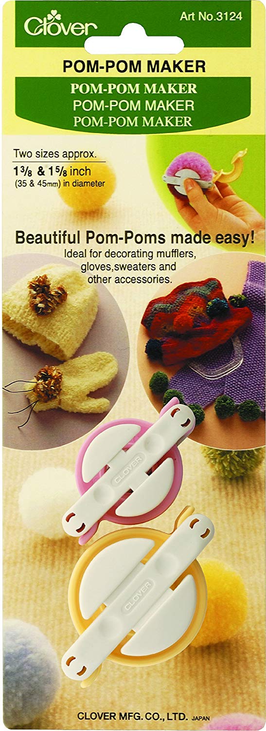 Clover Pom Maker: Small, Other, Pink/Yellow/Off White, 5.27 x 10.1 x 23.92 cm