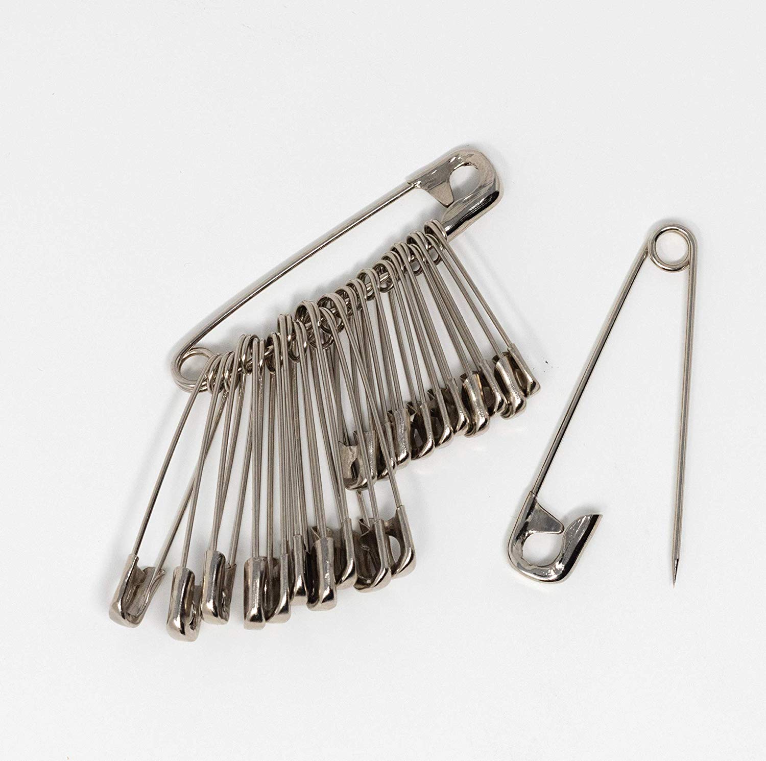 Korbond Safety Pins - 100 Pieces in Assorted Sizes - 2.5cm, 3.5cm & 5cm Pins - Tempered Steel, Nickel, 100 Pins - Image 2