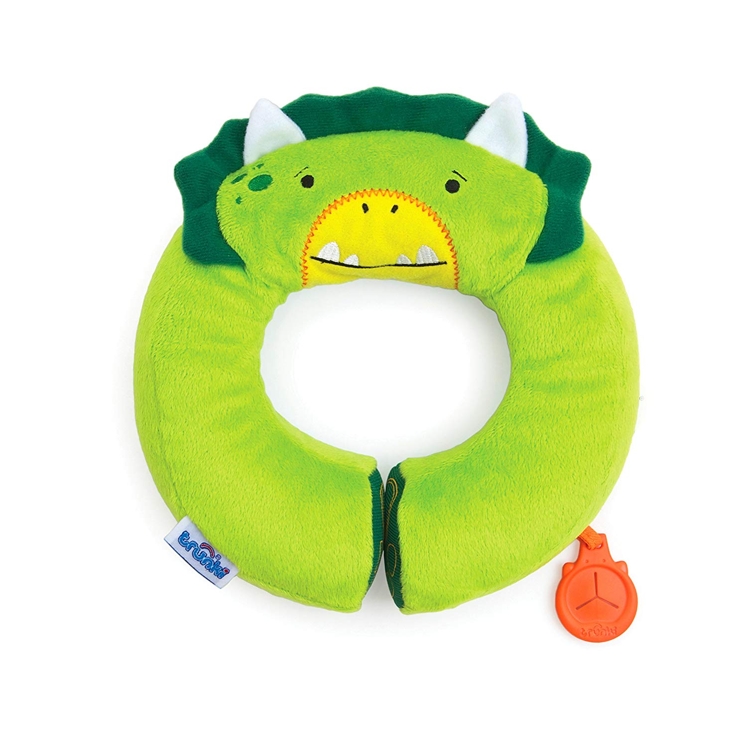 Trunki Kid's Travel Neck Pillow And Chin Rest, Dudly Dinosaur (Green), Standard