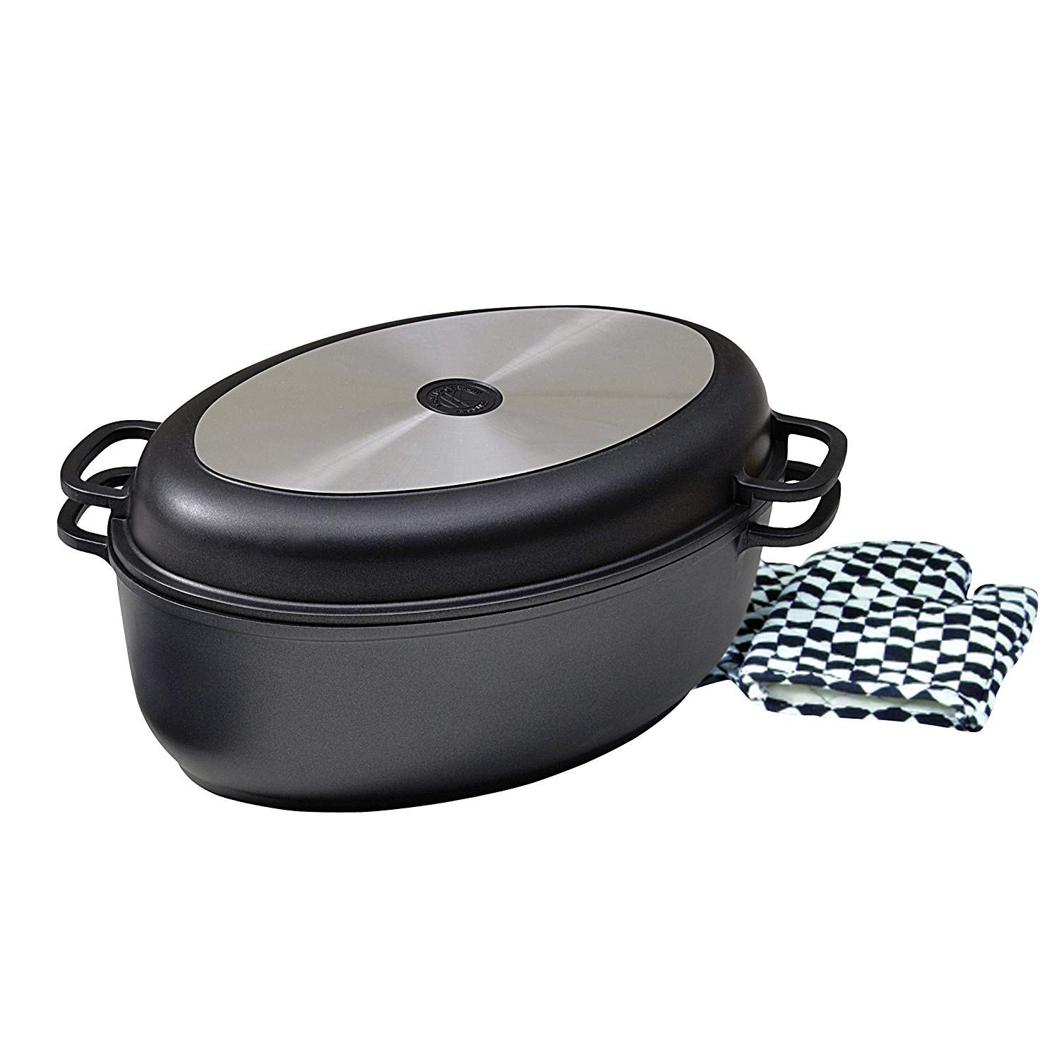 Karl Kruger Leipzig Aluguss Series Multibreter, with Grill Cover and 1 Pair of Gloves, 8 l, Black, 38 x 26 x 30 cm