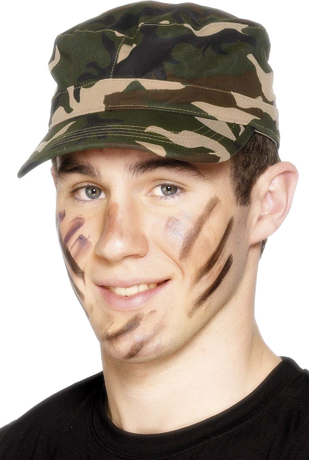 Smiffys Army Cap, Camouflage , Land, Sea and Air Forces Fancy Dress, Troops Dress Up Hats Halloween