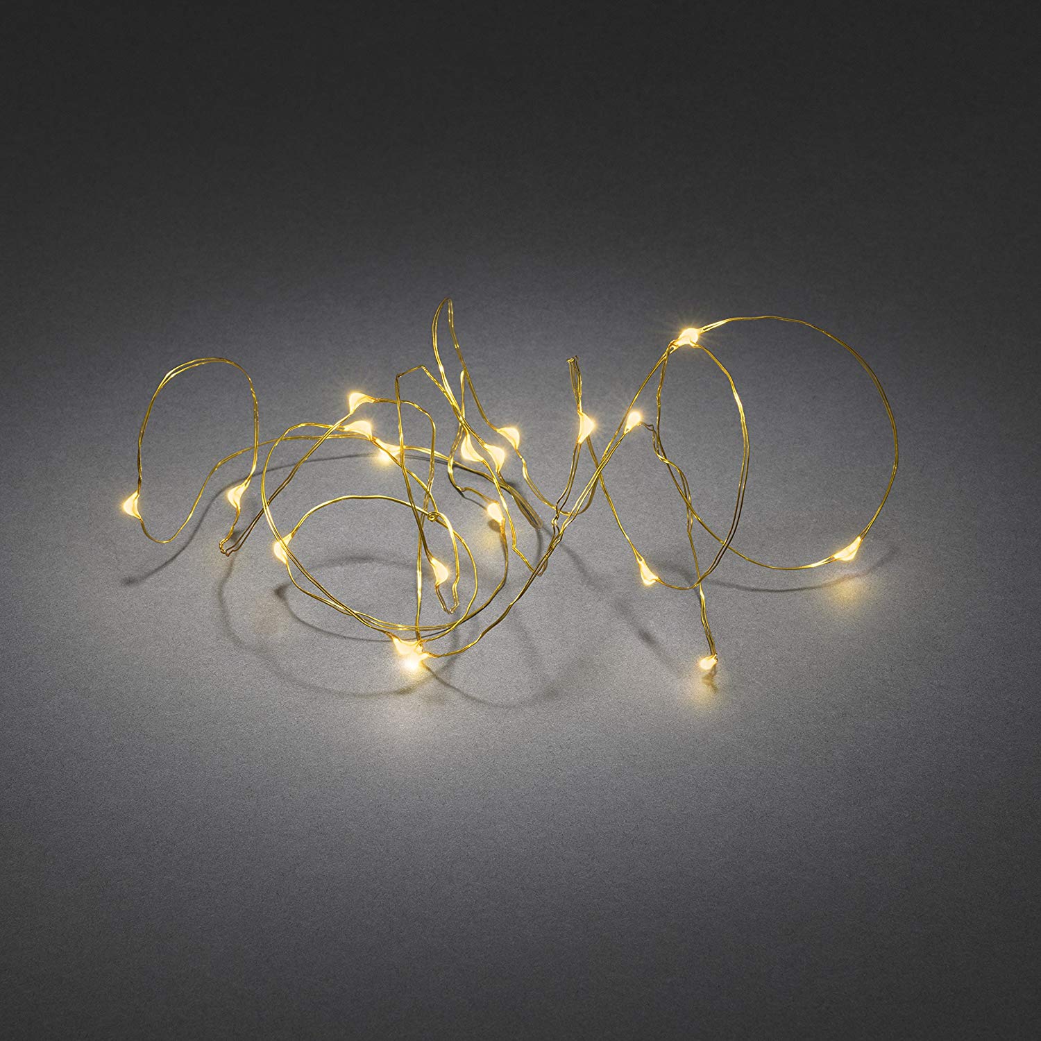 Konstsmide LED Naked Wire/Pin Wire Micro Lights Battery Fairy Lights/Indoor Use (IP20)/ 20 Amber White Diodes LED Lights/ 6 Hour Timer Function/ 3AA Batteries (Excl.)/ Gold Wire String Lights - Image 2