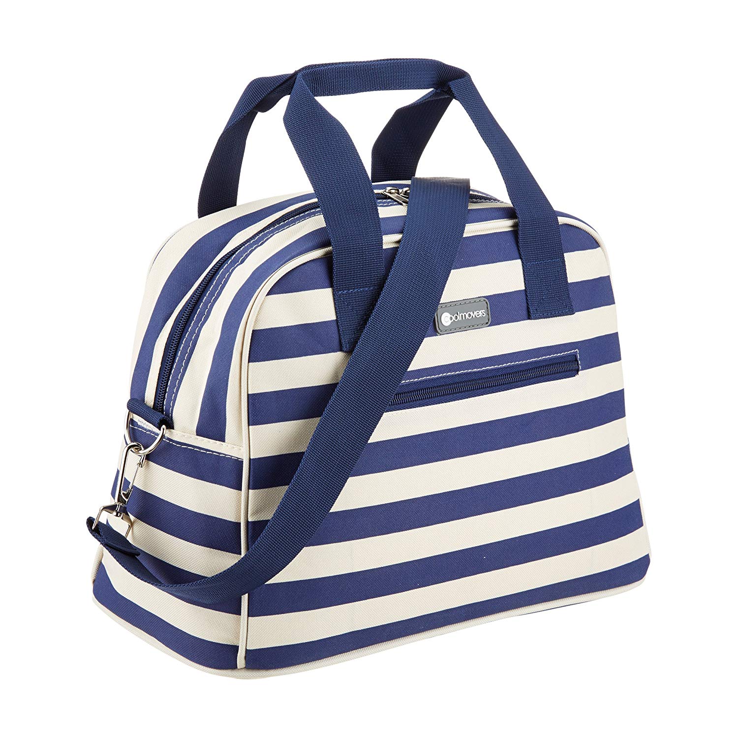 KitchenCraft The Great Outdoors 'Lulworth' Nautical-Striped Holdall-Style Cool Bag, Blue/White, 11.5 L