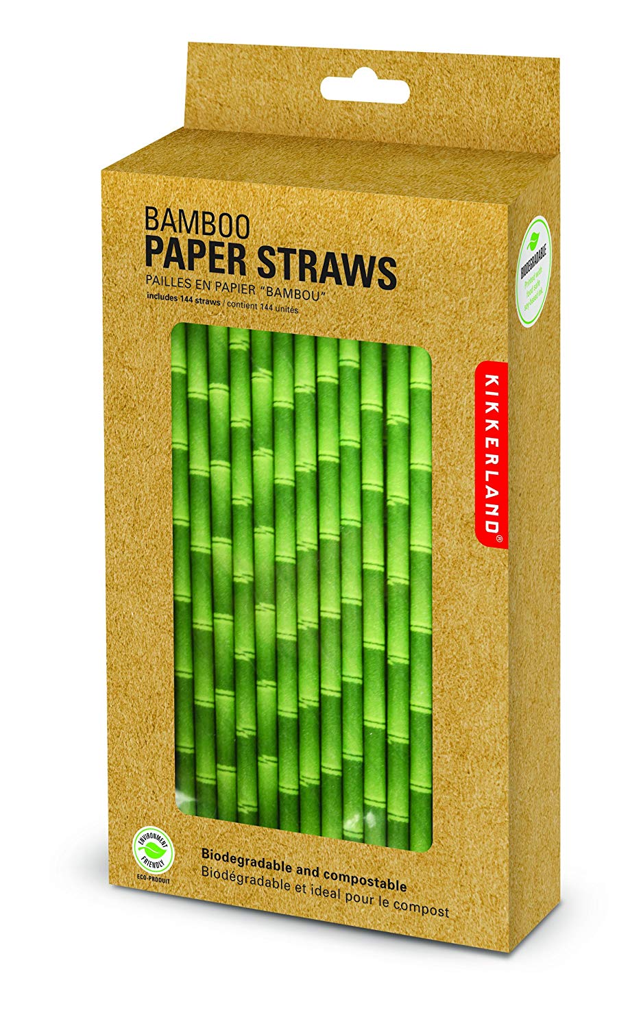 Kikkerland 144-Piece Paper Soy Based Ink Bamboo Paper Straw, Multi-Colour, CU75, One Size - Image 2