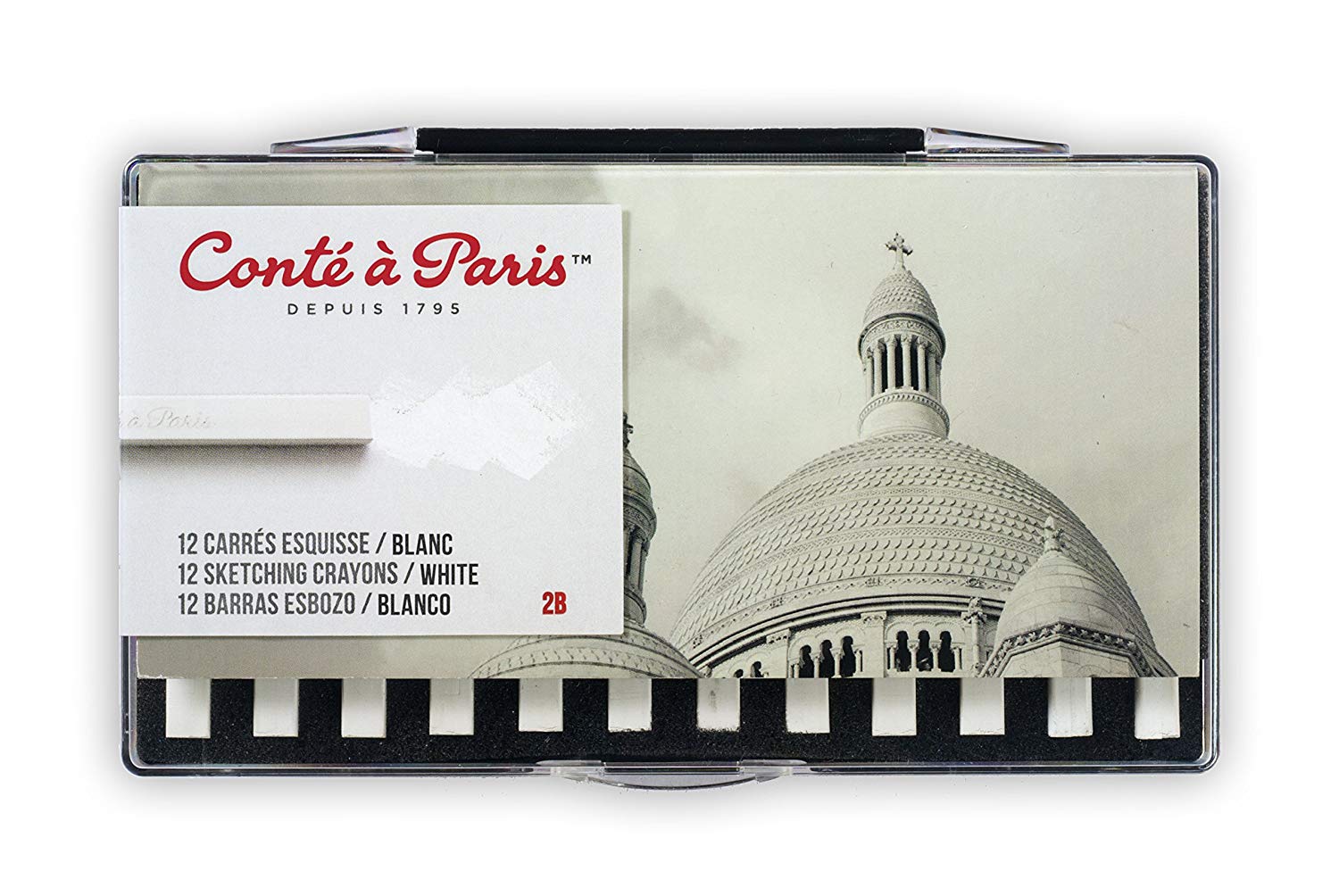 Conté à Paris Sketching Carre Crayons - White 2B (Pack of 12), 12 Count (Pack of 1)