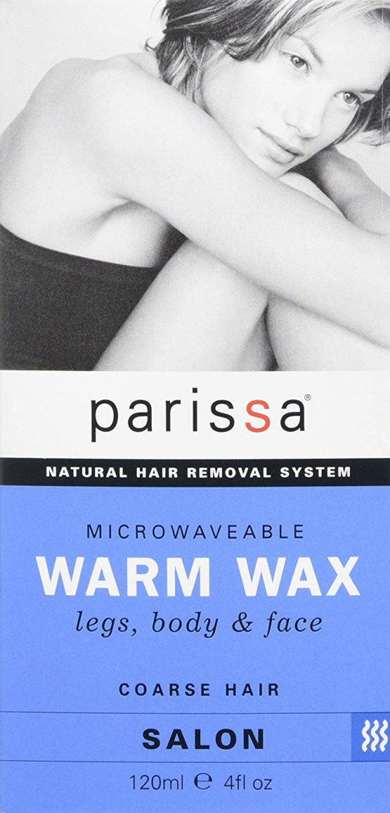Parissa Warm Wax (Microwaveable), Hair Removal Waxing Kit Professional Strength for Body Waxing, 4 fl oz (120ml) Wax, 3 Spatulas, 20 Strips & 8ml Azulene Oil