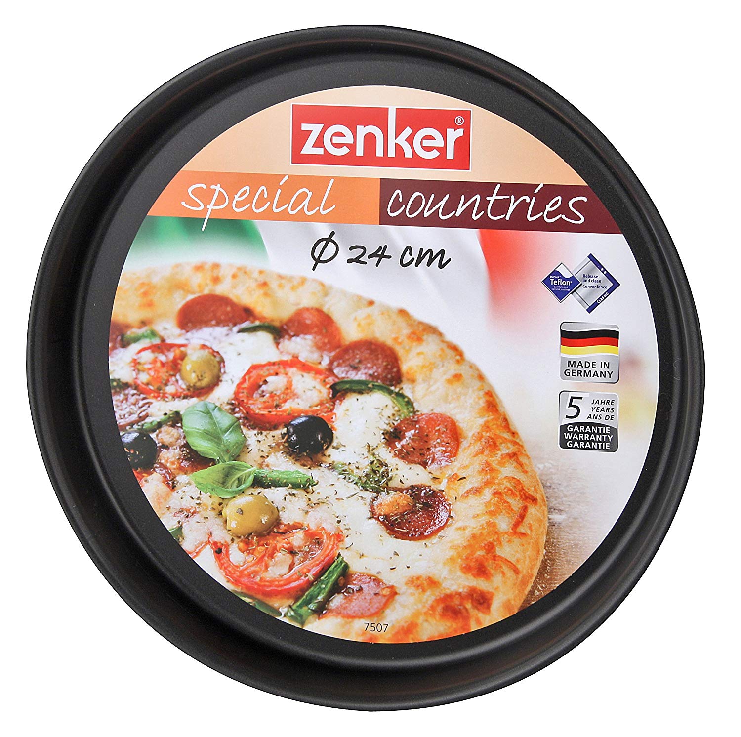 Zenker "Special Countries Pizza Tray, Stainless Steel, Black, 24 cm Diameter, 24.5 x 24.5 x 2.5 cm - Image 2