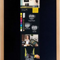 Securit Woody Wood Board with Chalk Marker, Lacquered Teak Finish, 40 x 60 cm, 40x60