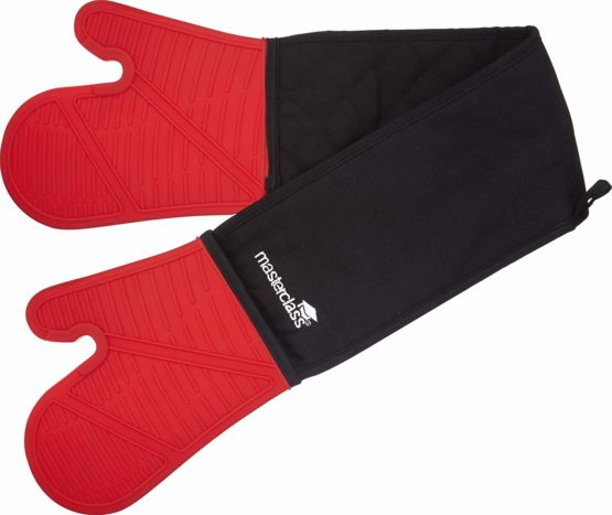 MasterClass MCDBSILGLOVE Double Oven Glove, Silicone/Cotton, Black/Red, Double