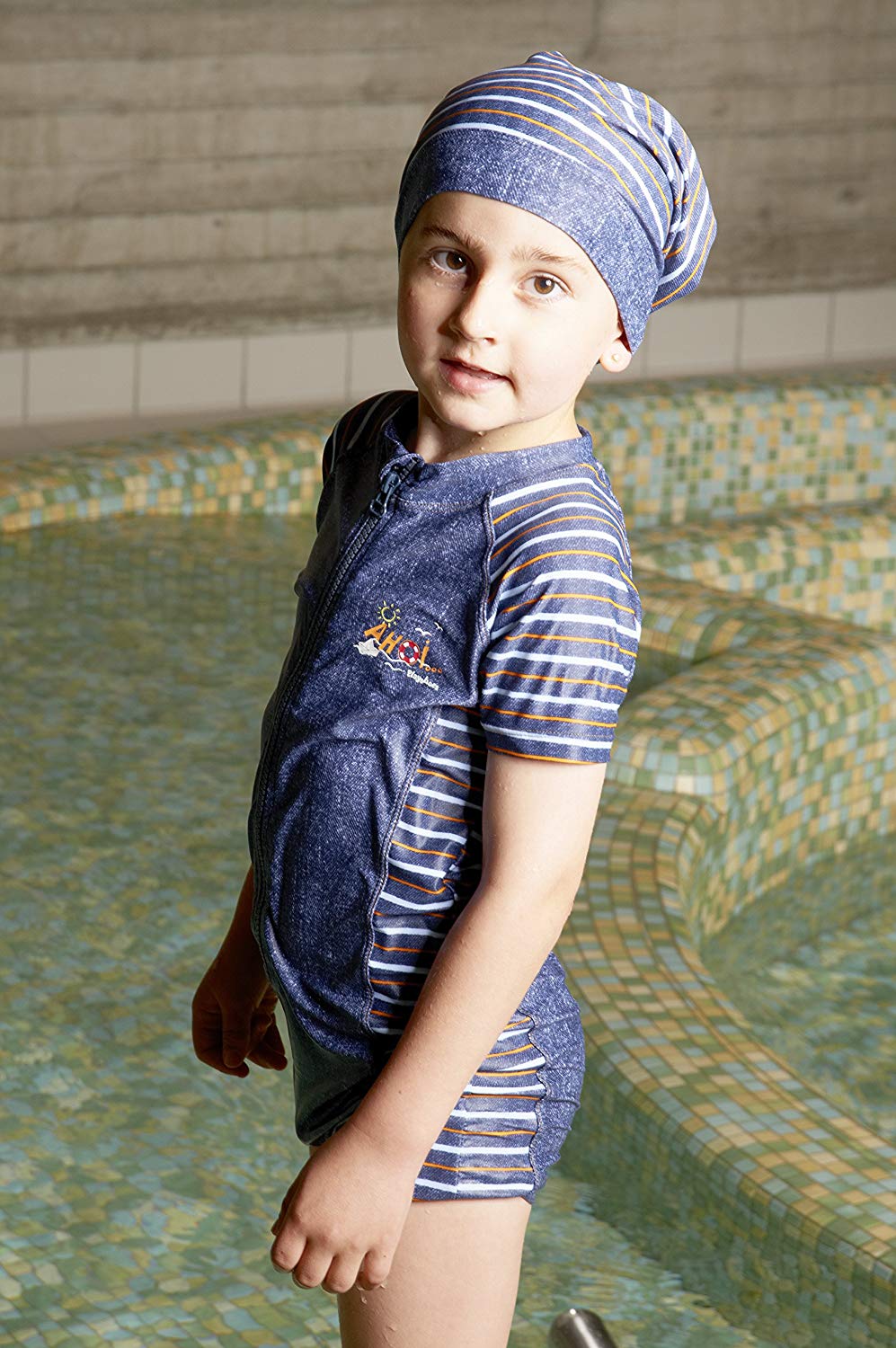 Playshoes Boy's UV Sun Protection All-in-One Swimsuit AHOI Swimsuit, Blue (Jeansblue), 7-8 Years (Manufacturer Size:122/128) - Image 3