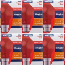Status Incandescent GLS Fireglow Light Bulb Large Bayonet Cap, Pack of 10