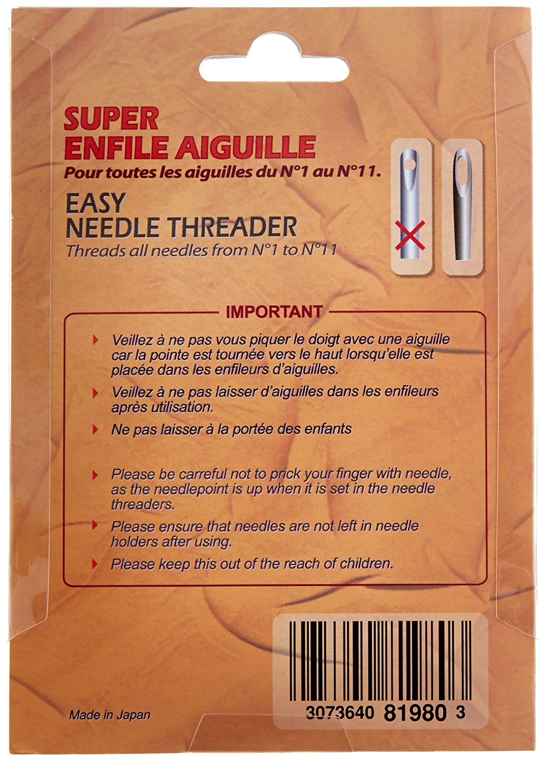 Bohin - Orange No.1-11 Needle Threader - 1 Piece, 81980, One - Image 2