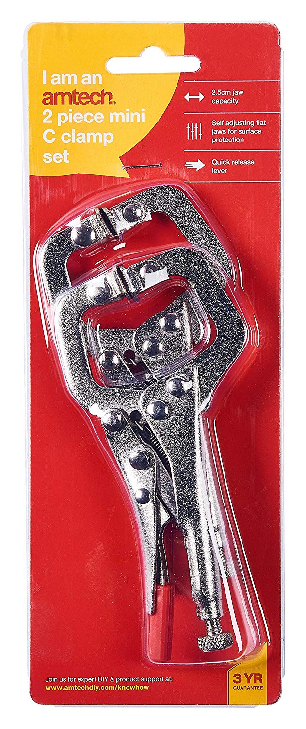 Amtech D2080 2 Piece mini C clamp Set, Silver - Image 3