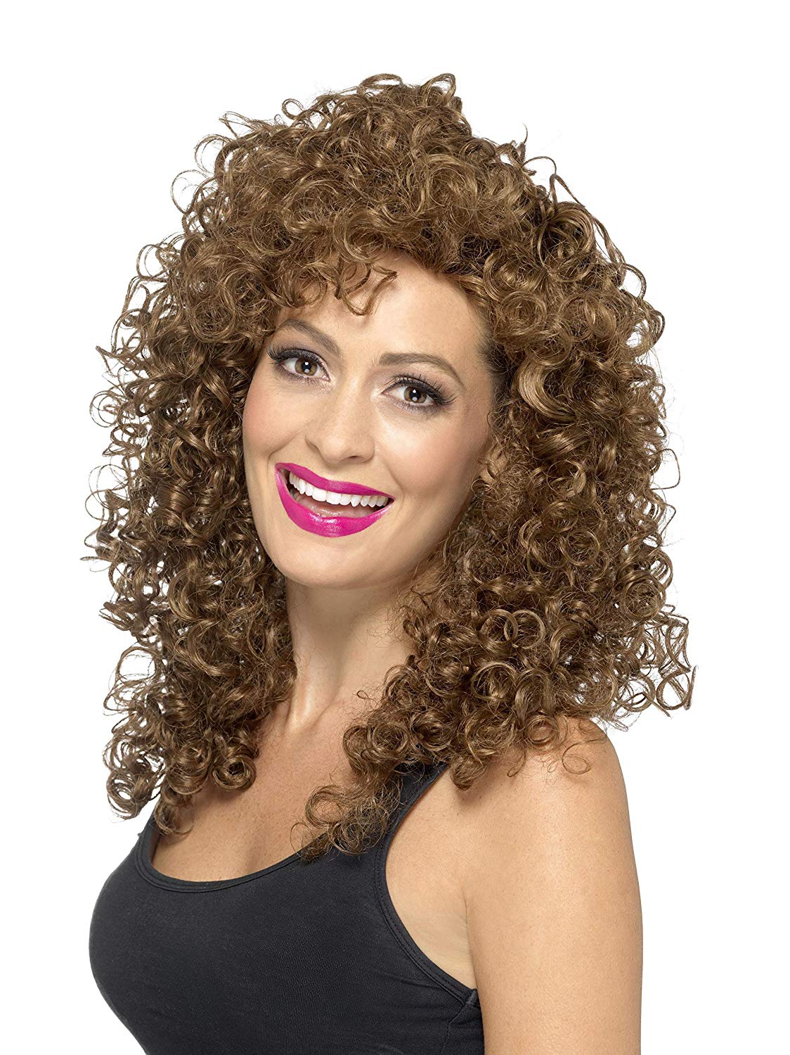Smiffys Boogie Babe Brown Curly Wig
