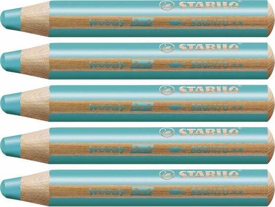 Multi-talented Pencil STABILO woody 3-in-1 Box of 5 Turquoise