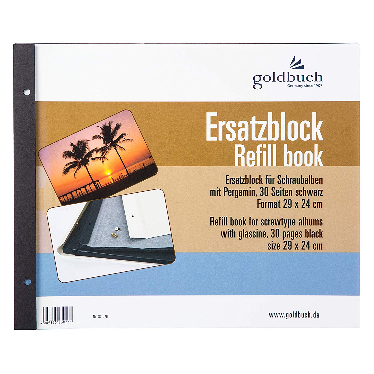 Goldbuch Set Black Edges 29x24 cm Black, Schwarze Seiten