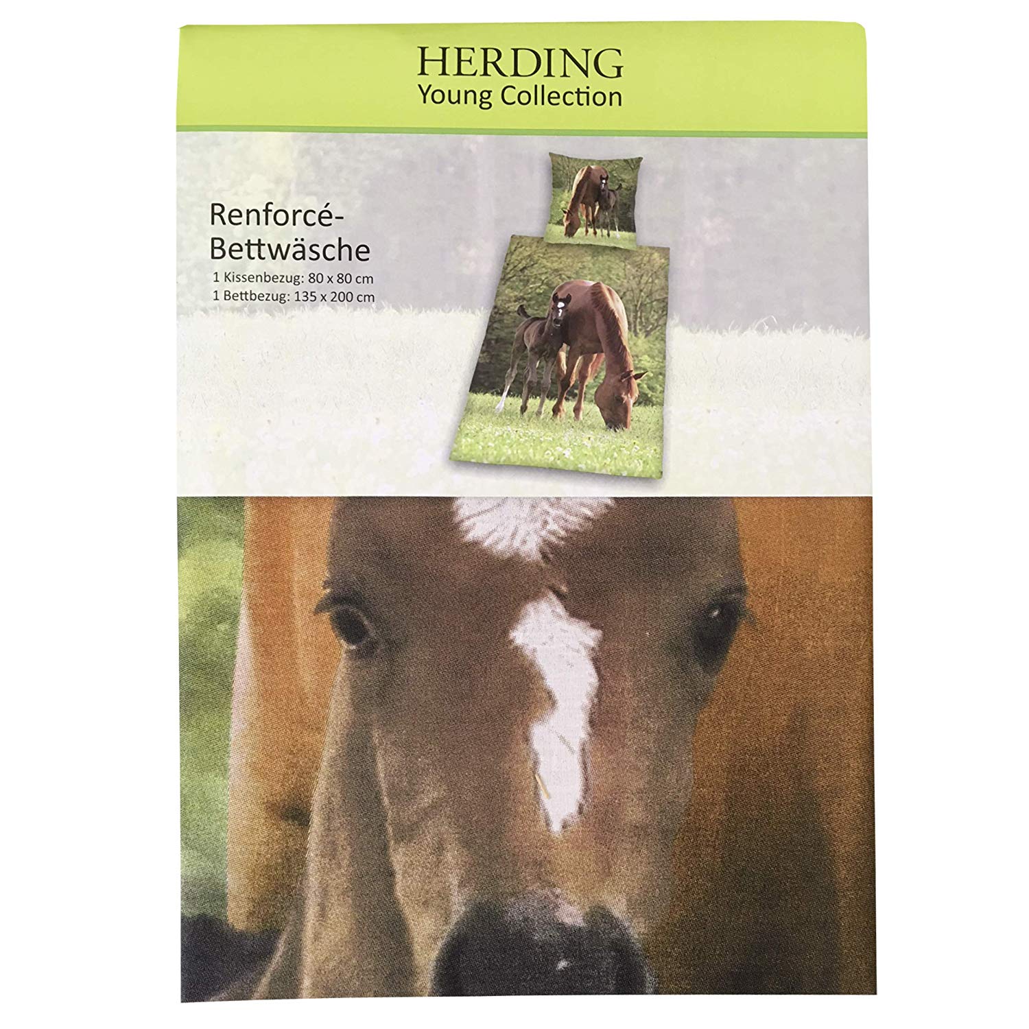 Herding YOUNG COLLECTION Bedding Set, Horse Motif, Duvet Cover 135 x 200 cm, Pillow Case 80 x 80 cm, Cotton/Renforcé - Image 3