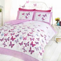 Art Girls Butterfly Duvet Cover Quilt Bedding Set, Cotton and Polyester, Pink, King