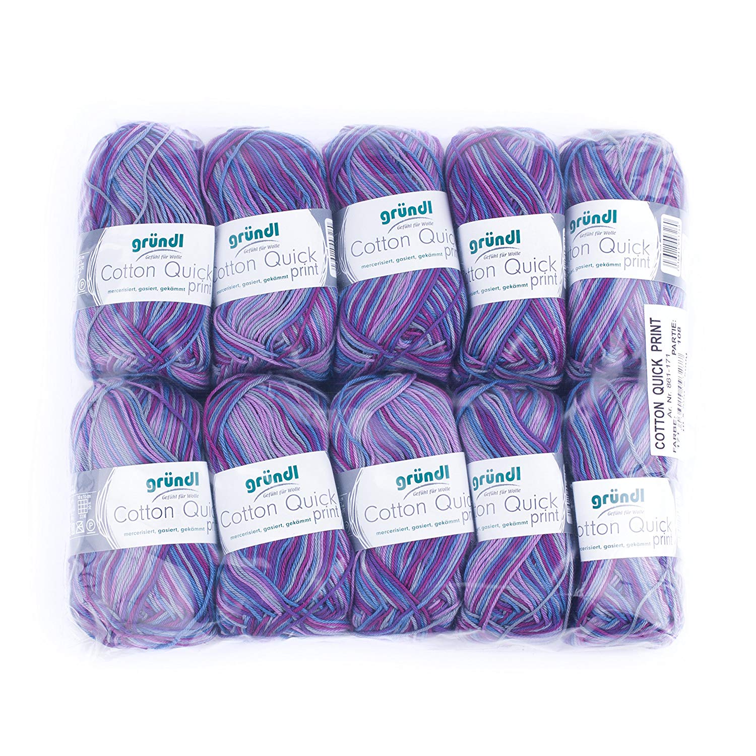 Gründl Cotton Quick Print knitting/crochet yarn (colourful yarn made of 100% cotton, OEKO-TEX certified, 50 g / 125 m