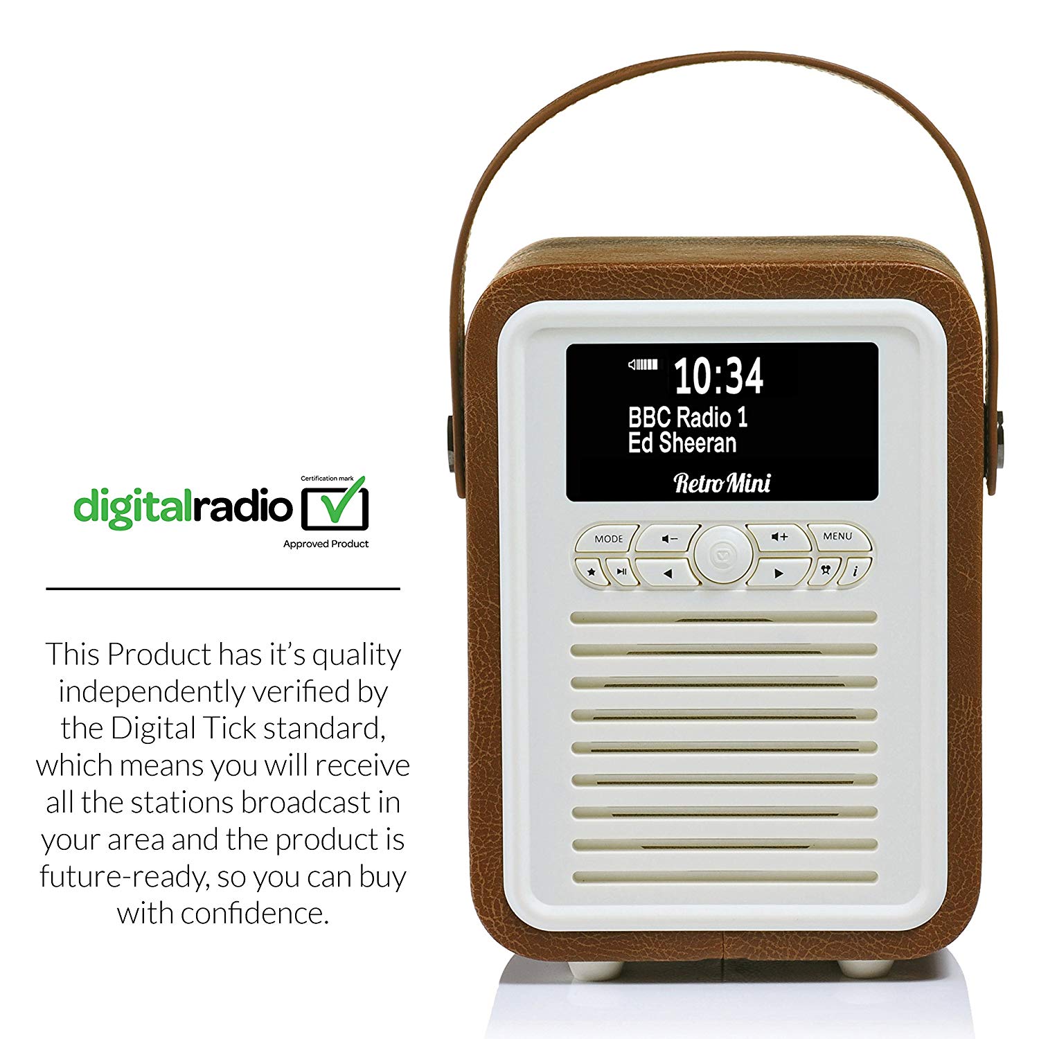 VQ Portable Retro Mini DAB and DAB+ Digital Radio with FM, Bluetooth