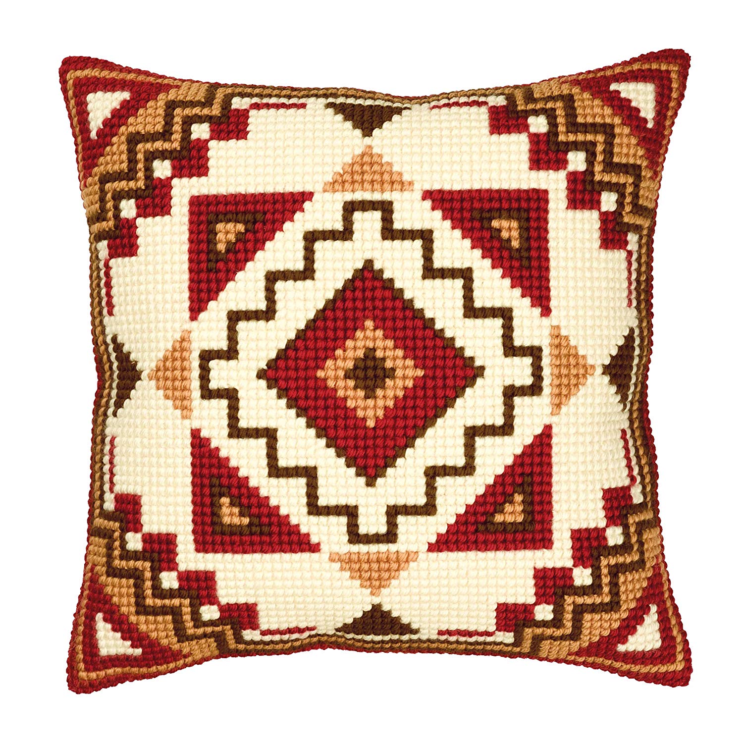 Vervaco Chunky Geometric Design Cross Stitch Cushion, Multi-Colour, 1200\633, 40 x 40 cm