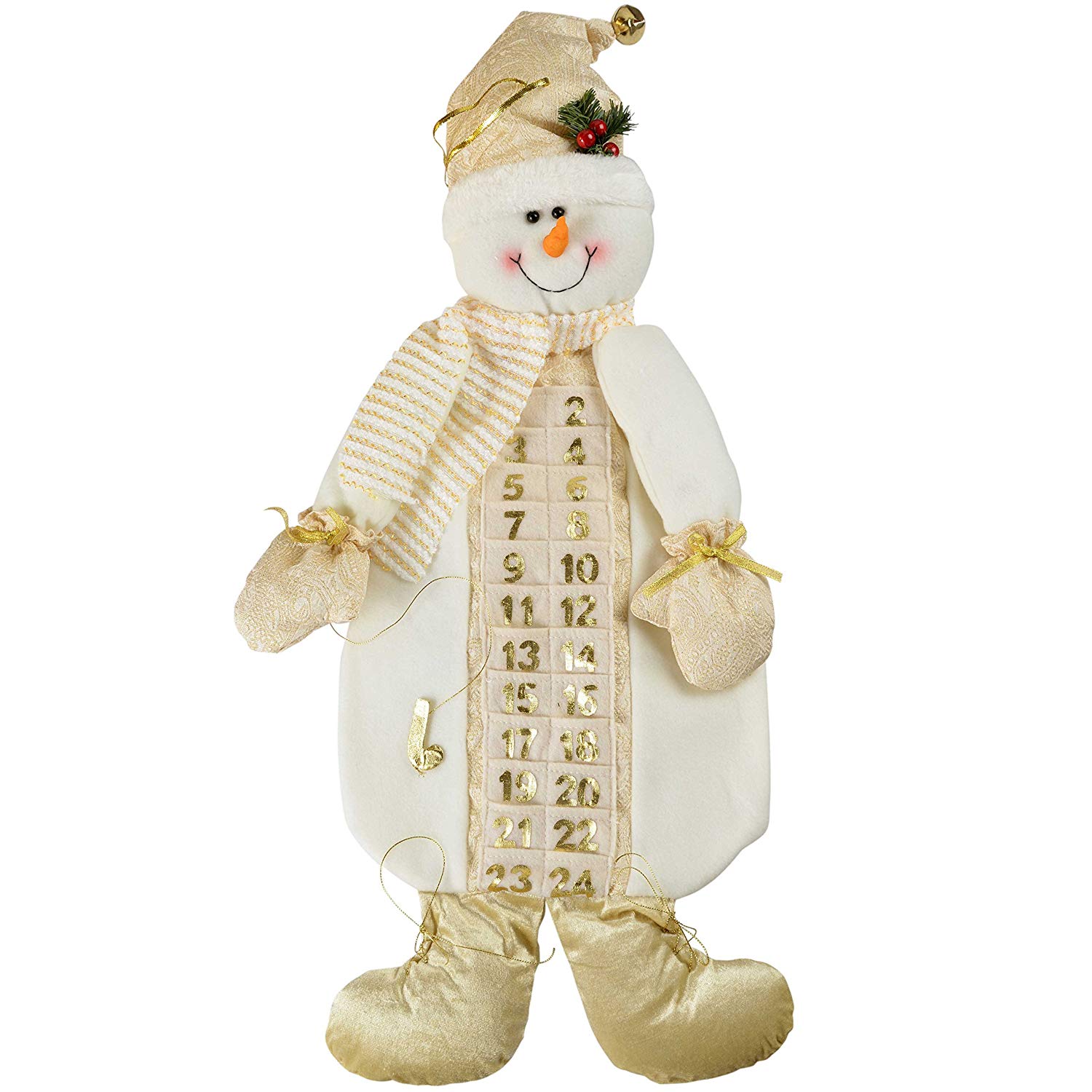 WeRChristmas Snowman Advent Calendar, Cream and Gold, 66 cm