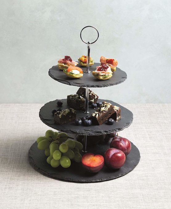 Artesa Cake Stand and Serving Set, Slate, 3 Tier - Image 4