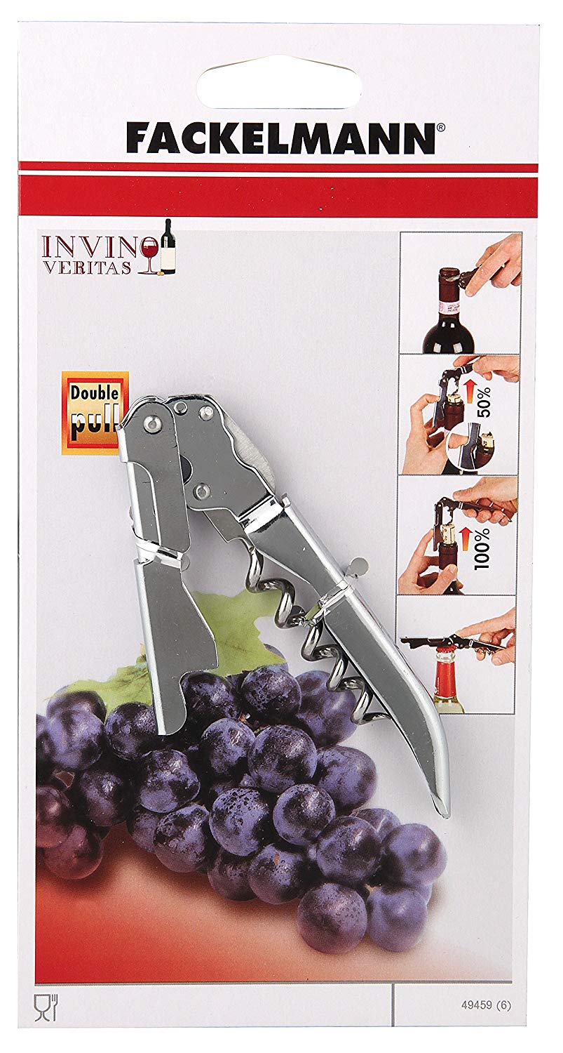 Fackelmann Waiter'S Corkscrew Doublepull of Stainless Steel, Silver, 5-Inch, 12 x 11.7 x 1.5 cm - Image 4