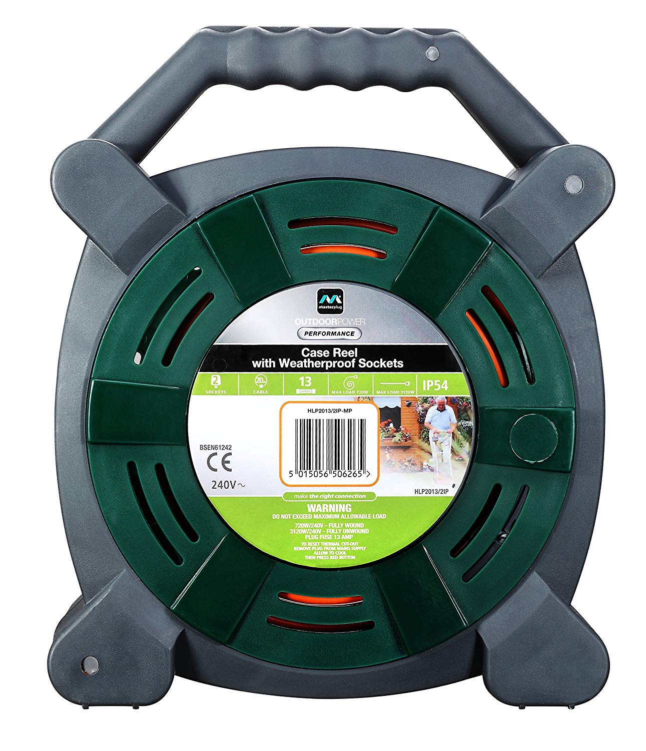 Masterplug Two Socket Retractable Weatherproof Case Reel, Extension Lead Cable Reel, Wind-Up Power Cord Reel, Thermal Cut Out - Image 4