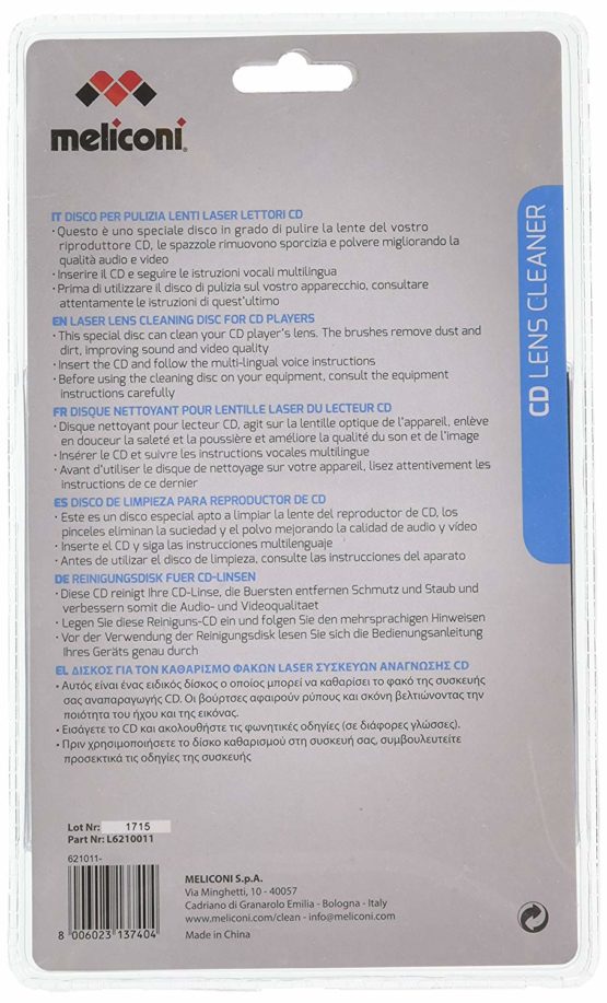 Meliconi 621011 Cleaning Disc for CD Player - Blue - Image 2