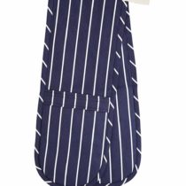 KitchenCraft Double Oven Gloves with 'Butcher's Stripe' Design, Cotton/Polyester, Navy Blue/White, 87 x 18.5 cm