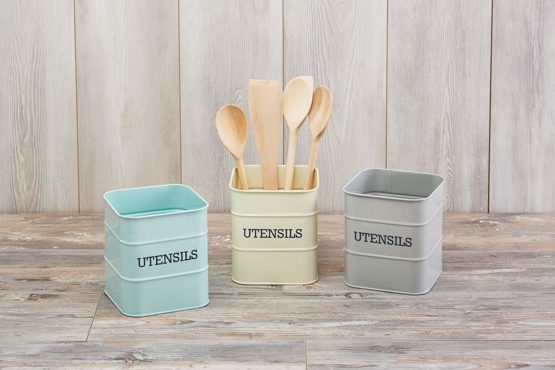 KitchenCraft Living Nostalgia Metal Kitchen Utensil Holder, 15 x 16 cm - Antique Cream - Image 2
