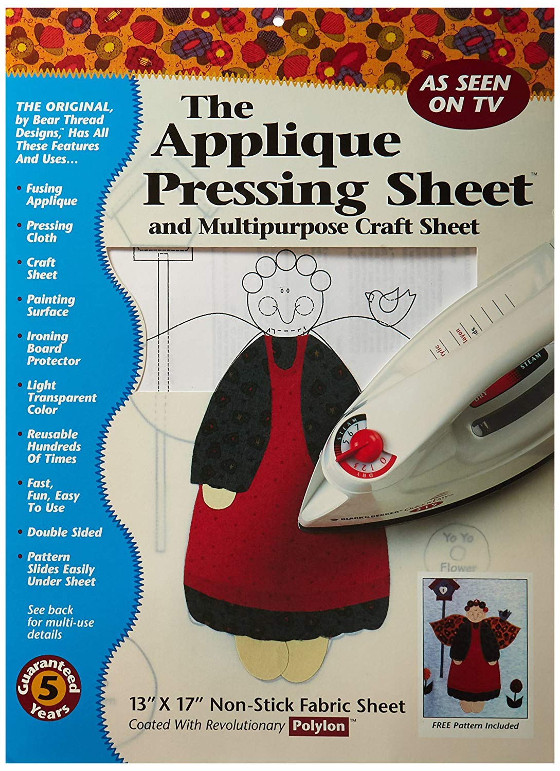 Bear Thread 13 x 17-inch The Applique Pressing Sheet, White, 43.2L x 33W cm